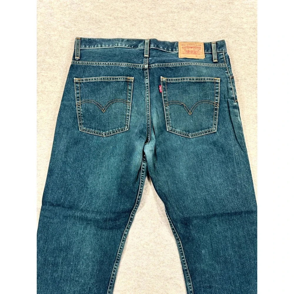 Levis 507 Western Slim Bootcut Jeans Mens 36x34 Blue Whiskering Denim Mid Rise
